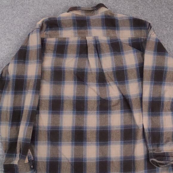 VTG Carhartt Plaid XL Brown Blue Long Sleeve Collared Full Button Shirt - Picture 10 of 10